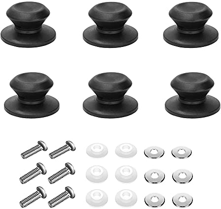 ERFGT 6Pcs Topfdeckelknöpfe, Ersatzgriff Knöpfe, Glas Topfdeckel Knöpfe, Universal Topfdeckel Knöpfe, Glas Deckel Griff Knauf, für Glasdeckel Pfannendeckel, Hitzebeständig (Schwarz)