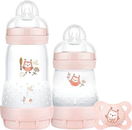 MAM Easy Start Colours of Nature Starter Self Sterilising Anti Colic Starter Set, Non-Shiny Matt Finish Newborn Bottle Set and Soother, Newborn Essentials (Designs May Vary)