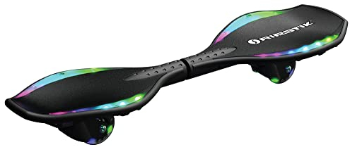 Razor Ripster Lightshow Waveboard - Rollbrett für Kinder ab 8 Jahren mit 360° Lenkung, bewegungsaktiviertem Lichtdeck, 5 Lichtmodi, Anti-Rutsch, kompaktes & leichtes 2-Rad-Board - Schwarz