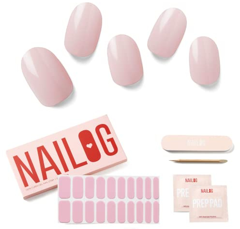 NAILOG Nagelfolie uv härtend - 20 Stück UV Gel Nagelfolie - Nagelsticker Selbstklebend Gel-Nagelstreifen für Maniküre in Salonqualität, Camellia