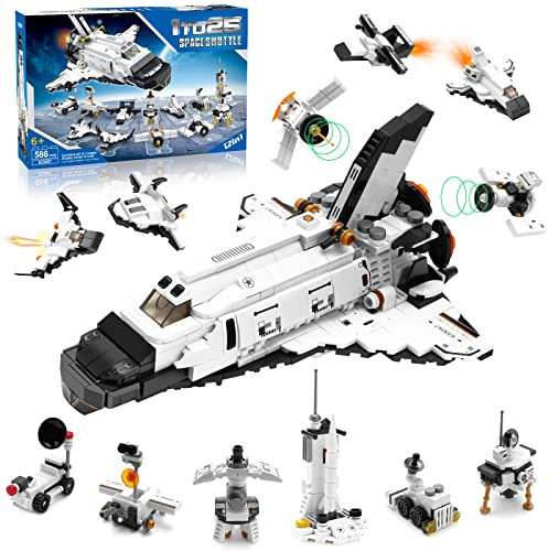 Space Shuttle Building Toys, 25-in-1 Aerospace Building Kit for Kids to Assemble a Big Spaceship or 12 Small Different Space Probe, Best Present for Boys and Girls Aged 6 7 8 9 10 11 12 13 14+