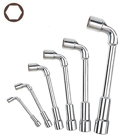 Schraubenschlüssel Rohrsteckschlüssel L-förmiger perforierter Winkel Autoreparaturwerkzeug 7-förmiger Sechskant-Doppelkopf-Gehäuseschlüssel 8 mm 10 mm ~ 19 mm 1 Stck (Size : 12mm 1pc)