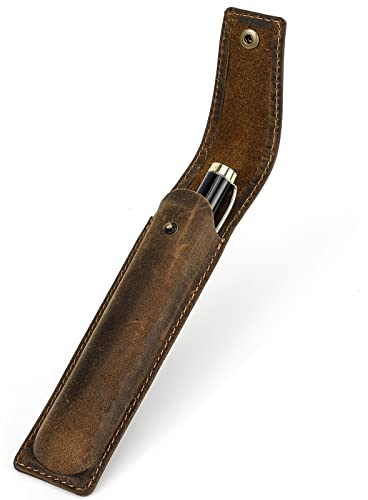 Contacts Stifteetui aus echtem Leder, handgefertigt, Vintage-Stifthalter, Stift-Schutzhülle für Reisen, elegantes Schreibtisch-Zubehör, Bleistifte-Organizer-Box, Kaffeefarben (coffee-1), Krawattenetui
