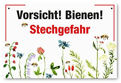 Apoidea – Bienen Schild zur Warnung aus Kunststoff / Imkereibedarf / Bienenzubehör und Imkerzubehör / Bienenzucht Zubehör / Imkerbedarf