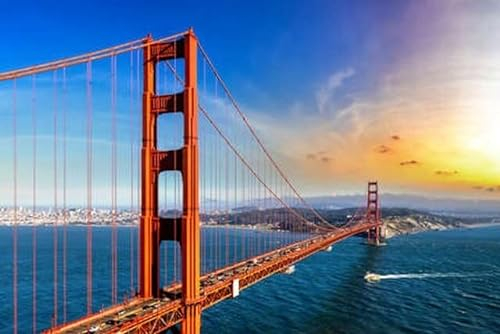 Acryl-Bild 140 x 90 cm: Panoramablick auf die Golden Gate Bridge in San Francisco bei Sonnenuntergang, Kalifornien, USA (184966917)