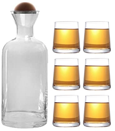 GRFIT Carafe Eau Creative Pichet Cristal Verre Bouteille d'eau Ensemble de pichet cylindrique Coupe de Coupe de Verre Transparent Bouteille d'eau Domestique Pichet à Thé Glacé (Color : A)