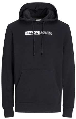 JACK & JONES Huvtröja för män, Svart/tryck: play 5, M