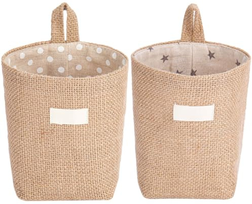 Cabilock Wall Hanging Storage Basket Multi-Function Cotton Linen Organizer for Desktop Sundries Keys Sunglasses Wallets Small Storage Bag for Home Office Bedroom