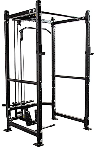 GYM MASTER GM3 Weight Lifting Power Rack Squat Cage with Dual Cable System - H226cm/D60cm