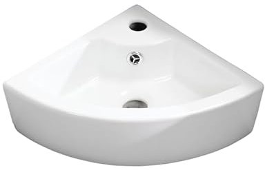 Small Bathroom Sink - Wall Mounted Basin - Triangle Corner Sink – Mini Sink with One Hand Tap Hole- 325 x 325 x 130mm