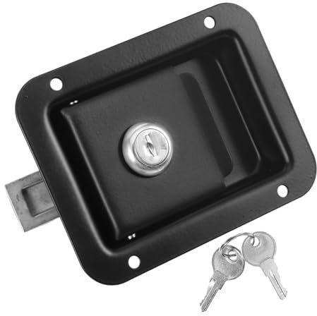 HOMOCONO Serrure de Panneau Encastrée avec Clé en Acier Inoxydable Noir, à Pression Sécurité Facile à Utiliser pour Armoire de Rangement et Remorque