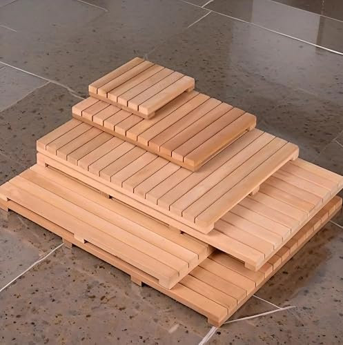 NEPHRA Massivholz Badematte rutschfest, Badewannenmatte rutschfest 0,5 cm Abstand Schnell Abtropfen Lassen, Rechteck Quadrat Badteppich Druckbeständig(150x30cm/59x12in)
