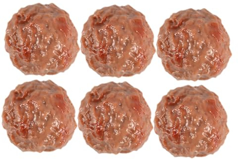 FELTECHELECTR Künstliche Rindfleischbällchen 6 Stück PVC Langlebig Realistische Fleischbällchen Deko Kinder Spielküche Fotografie Requisite