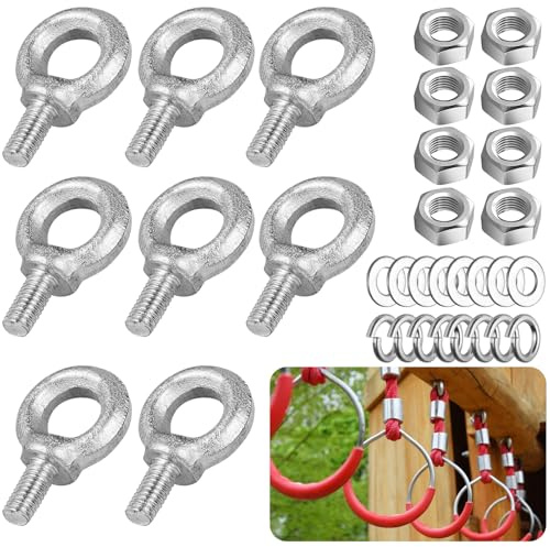 MirraSwit 8 Stück Ringschraube M6, Ring Augenbolzen Runde Ringbolzen | Augenschraube M6, Kohlenstoffstahl Augenschraube, Ösenschraube für Rolle Des Befestigens und Hängens