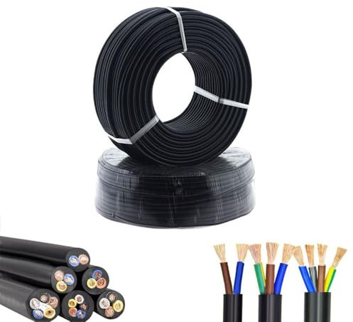 Elektrokabel 10 Meter, Elektrischer Draht PVC-isoliert, 2-5 Adrig wählbar Kupferkabel, 0.5mm² - 6mm² wählbar RVV, Geschirmter Draht(4-core x 2.5mm²)