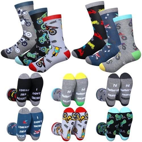 Haysandy 6 Pairs Motorcycle Socks Gifts for Men Father Friend Husband Transportation Gifts for Motorcycle Riders Motorbike Lovers Accessories
