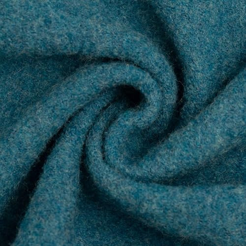Walkstoff NAOMI Melange aus 100% Schurwolle | Gekochte Wolle | Meterware ab 50 cm | 390 g/m² | OEKO-TEX Standard 100 | mulesingfrei | viele Farben | Wollwalk für Jacken Mäntel Overalls (petrol)
