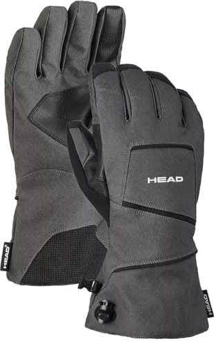 HEAD Mens Womens Unisex Touchscreen Compatible Ski Gloves - Zippered Heat/Storage Pocket, Enhanced Grip, Comfort, Versatility (Gray, X-Small)