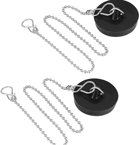 Universal Sink Plug - 2 Pcs Stainless Ball Chain Drain Stopper for Kitchen and Bath