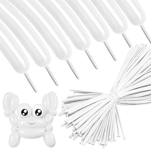 Moguri Lot de 30 ballons blancs à modeler - 260 mm de long - Pour façonner des figurines d'animaux et de la décoration - Idéal pour les fêtes d'anniversaire, les mariages et les événements - Ballons