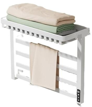 WESLNN Portasciugamani Elettrico Bianco Portasciugamani Riscaldato Elettrico Radiatore for Asciugamani da Bagno Scaldasalviette(White-Left-A)