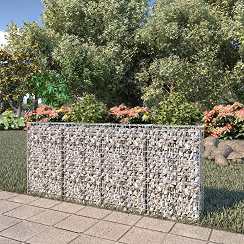 Homgoday Mur à Gabion avec couvercles Acier galvanisé 200 x 20 x 85 cm, Mur à Gabion de Jardin, Panier de Gabion Clôture de Extérieur pour Terrasse, Arrière-Cour, Pelouse