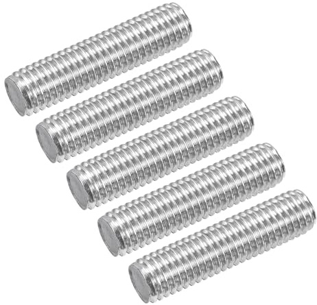 QUARKZMAN 5 Stück Gewindestange M10 x 40mm Vollgewinde Stange 304 Edelstahl Rechtsgewinde Stäbe für Ankerbolzen, Klemmen, Haken und U-Bolzen, M10-1,5 Gewindesteigung