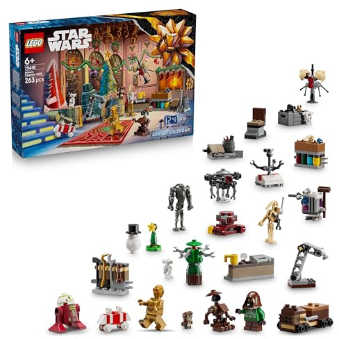 LEGO Star Wars Calendario de Adviento 2025 para Niños de 5+ Años - Juguete para la Cuenta Atrás de Navidad con 24 Sopresas Inc. 2 Minifiguras y 5 Figuras de Droides - Regalo Navideño 75418