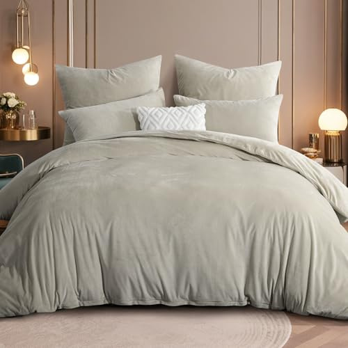RUIKASI Biancheria da letto invernale calda in flanella, beige, 200 x 220 cm