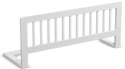 CADANI Kinder Bettgitter 90x40 cm - Baby Bettschutzgitter klappbarer Rausfallschutz aus Massivholz für Elternbett und Kinderbett - weiß