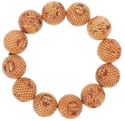 SAFIGLE Elegantes Armband aus Sandelholz mit Drachenmotiv Komfortables Design für Herren und Damen Geeignet für Büro und Partys Schickes Buddhistisches Perlenarmband