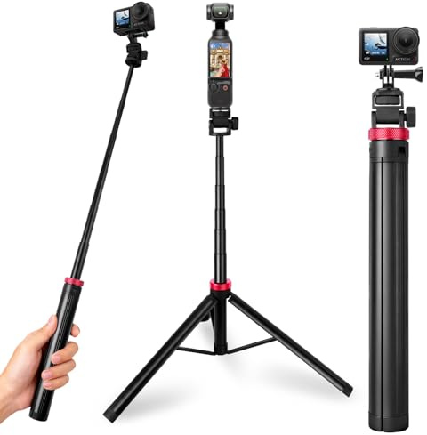 Asaiy Selfiepinne-stativ, bärbart stativstativ, tillbehör för hjälte, 200 cm utdragbart selfie-vloghandtag, lätt stativ för selfies/live/videoinspelning/resor