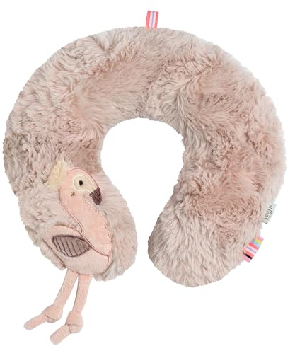 Fehn Cojín Cervical con diseño de Flamenco, cojín con Aplique de Animal, Forma ergonómica Que sujeta, Alivia y Proporciona sujeción Segura en el Coche, en la Sillita de Coche o en el Cochecito