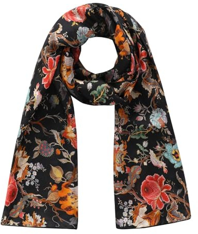 Hamzah Foulard en soie naturelle pour femme | Écharpe avec imprimé inspiré des peintres célèbres | Pashmina en soie grande | Cousu à la main | Accessoire élégant pour cou, cheveux ou épaules