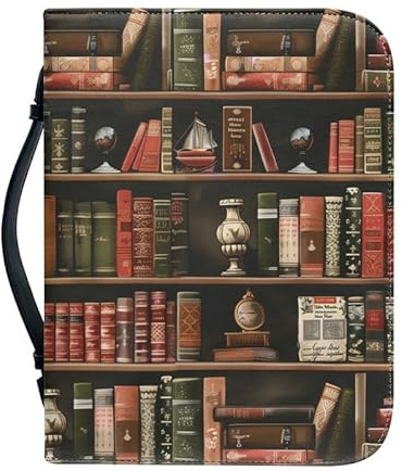 Kuiaobaty Antike Bücherregal-Druck, Buchhülle, Tragetasche, alte Bücher, Muster, Bibelhülle für Standard-Bibel für Damen, Herren, M