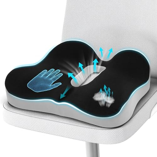 DmTown Memory Foam Seat Cushion, Ergonomic Coccyx Cushion for Tailbone Pain & Sciatica Relief, Hemorrhoid Pressure Relief Cushion Car Seat Cushions for Driving, Office Chair, Wheelchair