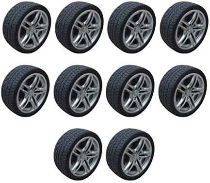 LIOOBO 10 Stück 48mm 1:10 Gummireifen für Spielzeugautos mit 3mm Nabenloch Runde Ersatzräder für Rc Rennräder Geeignet für Bastelarbeiten und Kinderspielzeug
