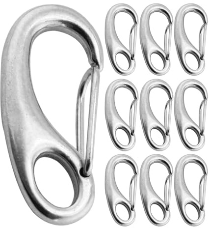 Ganci A Scatto - Gancio Rapido a Forma d',Forma Ovale Gancio a Sgancio Rapido Acciaio Inox 10 Pezzi per Bottiglie Escursioni Barche Chiavi