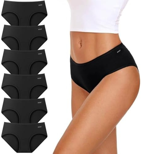 HAGOT Lot de 6 Culotte Femme Coton Élasticité | Sous- Vêtements Sport Elasticité Doux pour Femmes, Confort Respirant, pour quotidien et sport