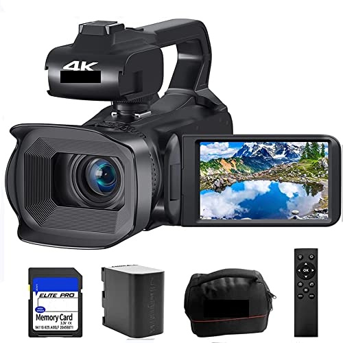 Caméra vidéo numérique 64MP for la Photographie caméscope Vlog 4K 60FPS Flux en Direct Webcam enregistreur vidéo à Mise Point Automatique Cadeau pour débutants(No SD Card,Standard)