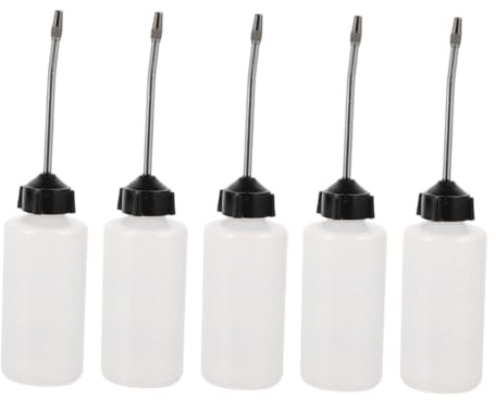 TOYZFRIENDY 5Pcs Refillable Oil Dispensing Bottles with Iron Spouts and Caps for Sewing Machine Multipurpose Oil Storage Containers for Engine Solvents and Craft Liquids