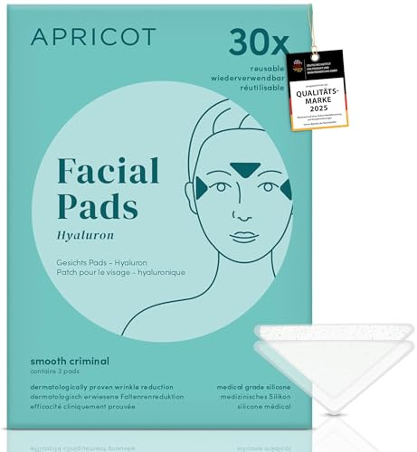 APRICOT Zornesfalte Stirn Pads gegen Falten aus medizinischem Silikone mit niedermolekularem Hyaluron - Silikon Pflaster Falten, Silikon Pads Gesicht, Apricot Stirn Pad (1er Pack)