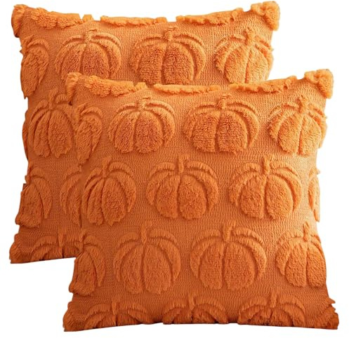 Autumn Cushion Covers, 2Pcs Fall Throw Pillow Covers, Soft Pumpkin Throw