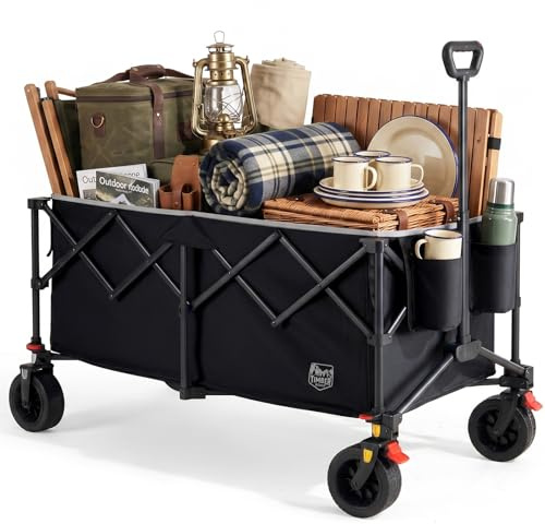 TIMBER RIDGE Faltbarer Bollerwagen 300L All-Terrain Räder mit Bremse 150kg