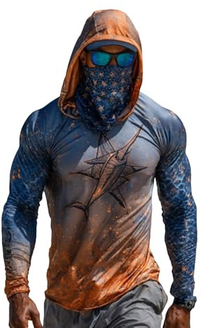 Camisetas de pesca para hombre, con estampado de peces, bandera de Estados Unidos, protección solar UPF 50+, secado rápido, elástica, ligera, transpirable, para correr, senderismo