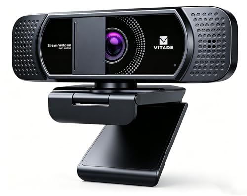 VITADE Webcam With Privacy Cover, 1080P HD Web Cameram,Light Correction, Plug and Play, Web Camera for Streaming Gaming Conferencing, for Mac Windows PC Laptop Computer