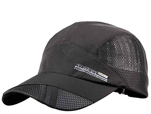 Bobury Quick Dry Sports Hats Breathable Summer Mesh Baseball Cap for Men Black