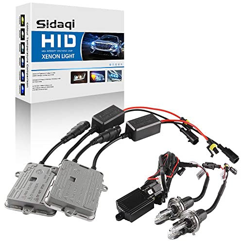Sidaqi Kit conversione Xeno H4 55W 6000K Super luminosa Bianco Sostituisci i fari allo xeno dell'auto originale,Integrazione di luci abbaglianti e anabbaglianti