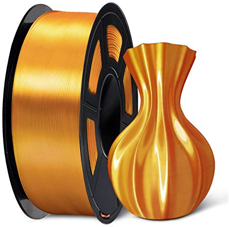 SUNLU PLA Plus Shiny Silk 3D Drucker Filament 1.75mm, Silk PLA+ 3D Druck Filament mit Seidenglattes Finish, Gute Farbwiedergabe, Maßgenauigkeit +/- 0,02mm, 1kg(2.2lb) Spule, PLA+ Silk Messing