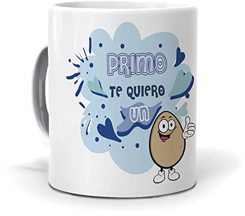 mundohuevo Taza Regalo Personalizado y Divertido primos. Primo te Quiero un Huevo. Cerámica AAA - 350 ml.
